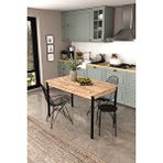 Dekorfim Df01113 Dekoratif Mutfak Masası 120x70 4-6 Kişilik Şık, Modern, Metal Ayaklı Salon Yemek Masası Atlantik Çam Beyaz