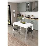 Dekorfim DF01113 Dekoratif Mutfak Masası 120X70 4-6 Kişilik Şık, Modern, Metal Ayaklı Salon Yemek Masası Beyaz