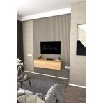 Dekorfim Df17101 Duvara Monte Tv Ünitesi İki Kapaklı Tv Sehpası Modern Duvar Dolaplı Safir Tv Alt Ünitesi