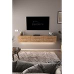Dekorfim DF17103 3 Dolaplı Duvara Monte Led'li Tv Ünitesi 180 cm Modern Askılı Dekoratif, Şık Stilde Tv Sehpası Atlantik Çam
