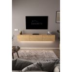 Dekorfim DF17103 3 Dolaplı Duvara Monte Tv Ünitesi 180 cm Modern Askılı Dekoratif, Şık Stilde Tv Sehpası Safir Meşe