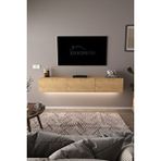 Dekorfim Df17103 Dolaplı Duvara Monte Tv Ünitesi 180 Cm Modern Askılı Dekoratif Stil Tv Sehpası Safir Meşe Beyaz