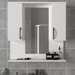Dekorister Tiger Aynalı Banyo Etajer Beyaz Çok Renkli