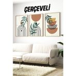 Dekorize Mdf Tablo Seti 3 Parça 3 mm - Çerçeveli Salon Oturma Odası Için Bohem Duvar Dekoru 3015 32 x 42 - Renkli
