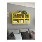 Dekormer Design Duvar Rafı Kitaplık Yatay Dikey Takım Sarı
