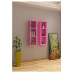 Dekormer Design Kitaplık Pembe Duvar Rafı Takım