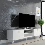 Dekormıa Omar Modern Gold Tv Unıtesı 150 Cm Parlak Beyaz