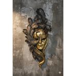 Dekoromi Büyük Dekoratif Maske Duvar Heykeli 53x26cm El Boyaması Ev Dekorasyon Tablo