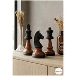 Dekoromi Dekoratif 3'lü Satranç Taşları Ev Ofis Dekorasyon Biblo Obje (At, Vezir ve Şah) (25x13cm)