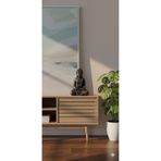 Dekoromi Dekoratif El Boyaması Buda Heykeli (22x15cm) Ev ve Ofis Dekorasyon Obje Biblo Gümüş 22 x 16