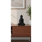 Dekoromi Dekoratif El Boyaması Buda Heykeli (22x15cm) Ev ve Ofis Dekorasyon Obje Biblo Siyah 22 x 16