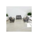 Dekoroom's Duru 2-1-1 Bahçe Balkon Mobilyası,cafe Mobilyası , Çay Seti Gri