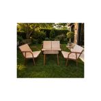 Dekoroom's DURU 2-1-1 BAHÇE BALKON MOBİLYASI,SEHPALI,KAHVE İSKELET,KUMAŞ RENGİ 05 KREM