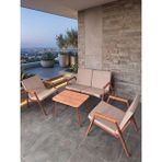 Dekoroom's Viento 2-1-1 Bahçe Balkon Mobilyası,sehpalı, Kahve Iskelet Kumaş Rengi 03 Cappuccino