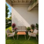 Dekoroom's VİENTO 2-1-1 BAHÇE BALKON MOBİLYASI,SEHPALI,CAPİ İSKELET,KUMAŞ RENGİ 04 CAPPUCCİNO EKOSELİ - Kahverengi