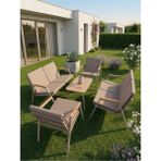 Dekoroom's Viento 2-2-1-1 Bahçe Balkon Mobilyası,sehpalı Capi Iskelet,kumaş Rengi 03 Cappuccino