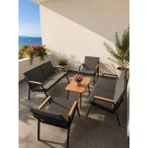 Dekoroom's Viento 2-2-1-1 Bahçe Balkon Mobilyası,sehpalı,siyah Iskelet,kumaş Rengi 02 Antrasit Ekoseli