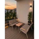 Dekoroom's Viento 2-2 Bahçe Balkon Mobilyası, Sehpalı, Capi Iskelet Kumaş Rengi 03 Cappuccino