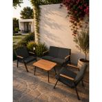 Dekoroom's Zen 2 1 1 Pofuduk Balkon Takımı, Bahçe Mobilyası, Sehpalı,Kumaş Rengi 02 Antrasit Ekoseli - 100 x 60 - Bej