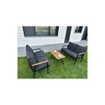 Dekoroom's Zen 2-2 Sehpa Hediyeli Balkon Takımı, Bahçe Mobilyası, Çay Seti, Kafe Oturma Grubu, Antrasit Gri