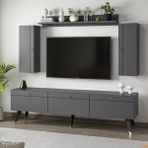 Dekorosso Andora Modern Tv Ünitesi Kitaplıklı Dolaplı Tv Sehpası Antrasit