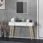 Dekorosso Arden Ahşap Ayaklı Kare Aynalı Modern Dekoratif Dresuar Beyaz 100 cm