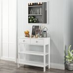Dekorosso Luke Modern Dekoratif Aynalı 2 Çekmeceli 2 Raflı Dresuar Beyaz
