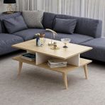 Dekorosso Polo Ahşap Ayaklı Modern Dekoratif Orta Sehpa 90 cm Beyaz-Safir Meşe - Beyaz - Meşe