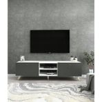 Dekorosso Veco Modern Tv Ünitesi Ayaklı Beyaz-Antrasit - Beyaz - Antrasit