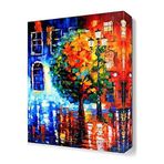 DekorSevgisi - Renkli Ağaç ve Sokak Lambası Tablosu - 75x50