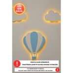 Dekorvin 1 Mavi Balon ve 2 Bulut Gece Lambası Bebek Çocuk Odası Duvar Dekorasyonu Aydınlatma Ahşap Gece Lamba
