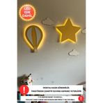 Dekorvin 2li Set 1 Adet Balon 1 Adet Yıldız Led Işıklı Çocuk Odası Gece Lambası Bebek Çocuk Odası Duvar Lamba