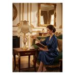 Dekovien Gold İpek Kadife Kaplı İnci Şerit Süsleme Gece Lambası Abajur Vintage Model 55X30CM AB0004P