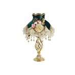 Dekovien Kadife Kaplı Vintage Model Abajur Gold Ayak Hürrem Kumaş ab00648-4585