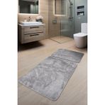 Dekozer 2’li Peluş Banyo Paspas Seti 60X100 + 50X60 cm – Kaymaz Lateks Taban, Yumuşak Yüzey, Yıkanabilir - Gri - DK336