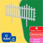 Dekozum 12 Adet 7,08 Metre Plastik Bahçe Çiti, Plastik Dekoratif Bahçe Çiti, 59 cm Bahçe Çiti, Beyaz
