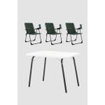 Dekozum 3 Adet Katlanır Bardaklıklı Kamp Sandalye ve Masa Seti,taşınabilir Piknik Bahçe Sandalyesi Masa Seti - Yeşil