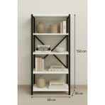 Dekozum 5 Raflı Çok Amaçlı Metal ve Ahşap Dolap – Kitaplık, Mutfak, Kırtasiye ve Banyo Rafı – 60X30X150 cm - Beyaz