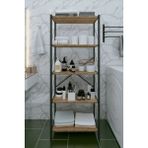Dekozum Banyo Dolabı Banyo Düzenleyici Modern Banyo Rafı 5 Raflı Dekoratif Metal Raf 180 cm - Atlantik Çam