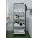 Dekozum Banyo Dolabı Banyo Düzenleyici Modern Banyo Rafı 5 Raflı Dekoratif Raf 180 cm - Beyaz