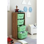 Dekozum Kids 4 Large Güleryüz Sepetli Oyuncak Dolabı Çam-Yeşil Modern Tasarım 110 cm Yükseklik - Renkli