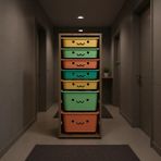 Dekozum Kids Gülücüklü Oyuncak Dolabı 7 Sepetli Renkli Suntalam Saklama Box 122x30x45 cm