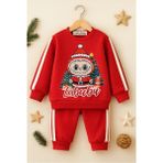 Dekuteks Yılbaşı Temalı Bebek-Çocuk 2'li Eşofman Takımı ( Sweatshirt-Beli Lastikli Eşofman Altı ) - 4 Yaş - Kırmızı