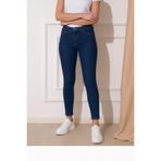 DELDNM Bagy Kadın Lacivert Yüksek Bel Likralı Esnek Fit Rahat Skinny Dar Paça Jeans Kot Pantolon