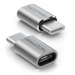 deleyCON 2 Adet Alüminyumdan Yapılmış USB-C Adaptörü - Mikro USB Soketinden USB C Fişine - Şarj Etme ve Senkronizasyon Için İle Uyumlu Apple Samsung Google Huawei Xiaomi Cep Telefonu Tablet - Gümüş