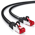 deleyCON 2m CAT6 Patch Kablosu S/FTP PIMF Korumalı CAT-6 RJ45 ağ Kablosu Ethernet Kablosu LAN DSL Switch Yönlendirici Modem Erişim Noktası Patch Alanları - Siyah