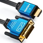 deleyCON 3,0m HDMI - DVI Kablosu Yüksek Hızlı - 1080p Full HD 3D Hazır - HDMI - DVI Monitör Kablosu