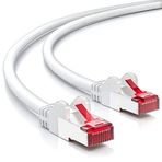 deleyCON 7,5m CAT6 Patch Kablosu S/FTP PIMF Korumalı CAT-6 RJ45 ağ Kablosu Ethernet Kablosu LAN DSL Switch Yönlendirici Modem Erişim Noktası Patch Alanları - Beyaz