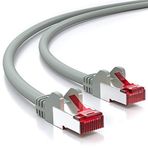 deleyCON 7,5m CAT6 Patch Kablosu S/FTP PIMF Korumalı CAT-6 RJ45 ağ Kablosu Ethernet Kablosu LAN DSL Switch Yönlendirici Modem Erişim Noktası Patch Alanları - Gri