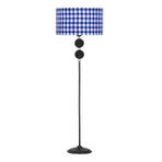 Delhi Siyah 2 Top Kristal Taşlı Burgulu Metal Lambader Mavi Beyaz Desenli Modern